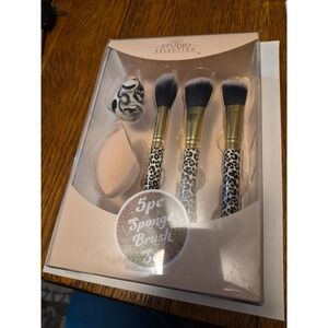 Brand New Studio Selection 5pc~Sponge Brush Set~Leopard Print/ Rose Gold Gift